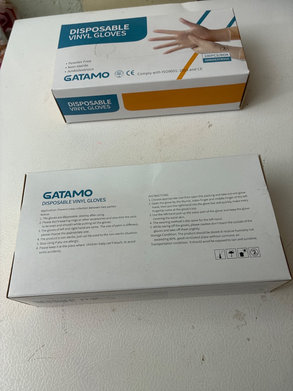 GATAMO DISPOSABLE VINYL GLOVES SIZE Medium POWDER FREE NON-STERILE AMBIDEXTROUS