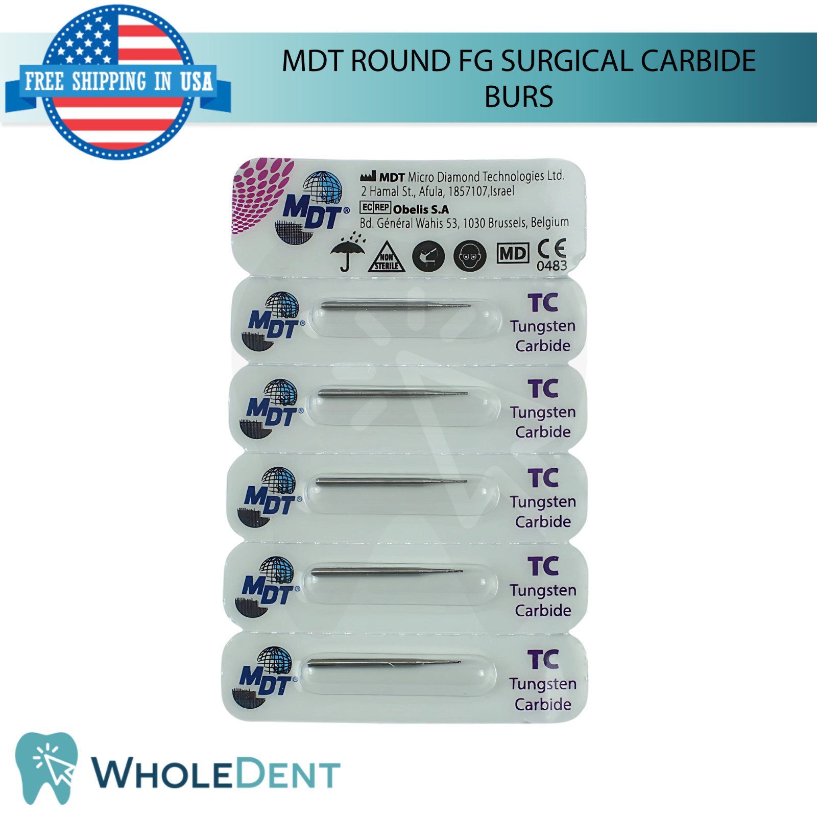 MDT Round FG Surg!cal Carbide Burs B0ne Cutting Shaping Dental Restoration