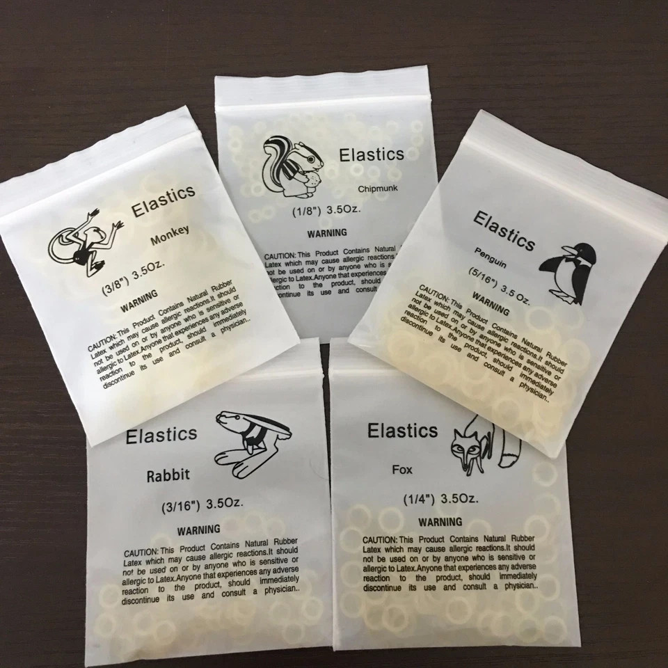 Dental Orthodontic Rubber Bands Elastics Latex Braces 15 Sizes 3.5 4.5 6.0 OZ