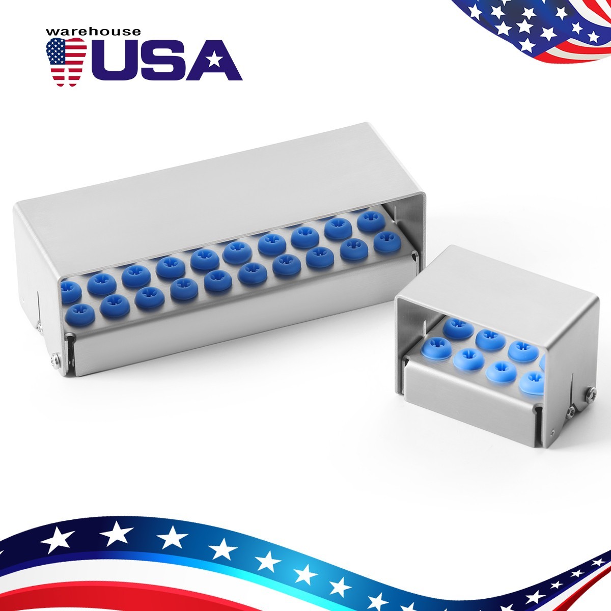 8/30Holes Bur Dental Burs Disinfection Autoclave Stand Holder Block Case Steel