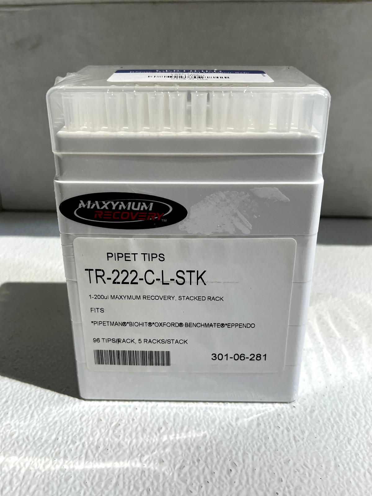 MAXYMUM RECOVERY Pipet Tips 1-200uL Stacked Rack TR-222-C-L-STK 7 Racks