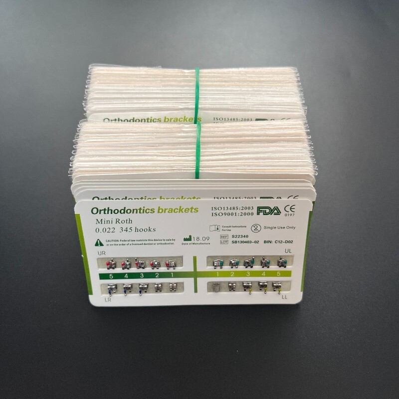 1-200Sets Dental Orthodontic Metal Brackets Mini Roth 022 345 hooks Mesh Base