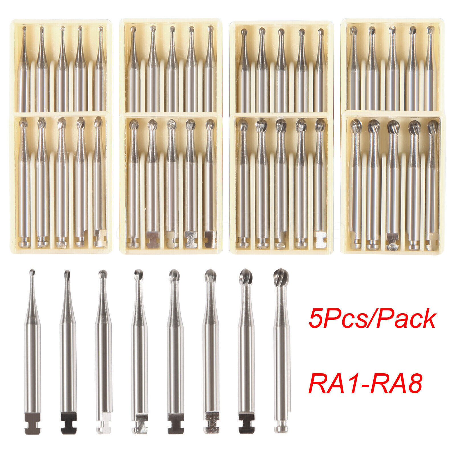 Dental Slow Speed Latch Bur Tungsten Carbide Round Fissure Invert Cone RA 1-8