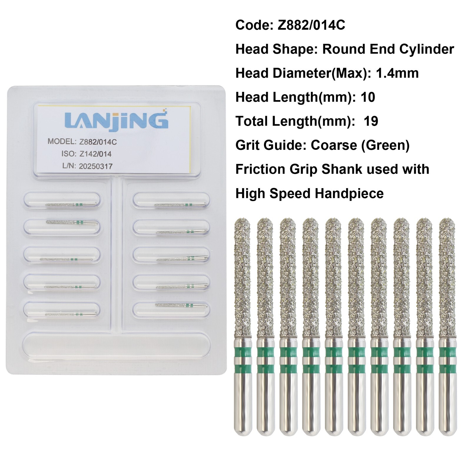20 Types Zirconia Dental Diamond Burs FG Friction Grip for High Speed Handpiece