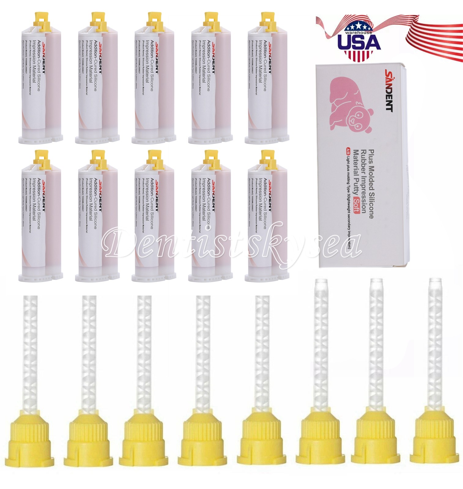 SANDENT Dental Elastomeric Impression Material Fast Body Fast Set Type 5 Tips