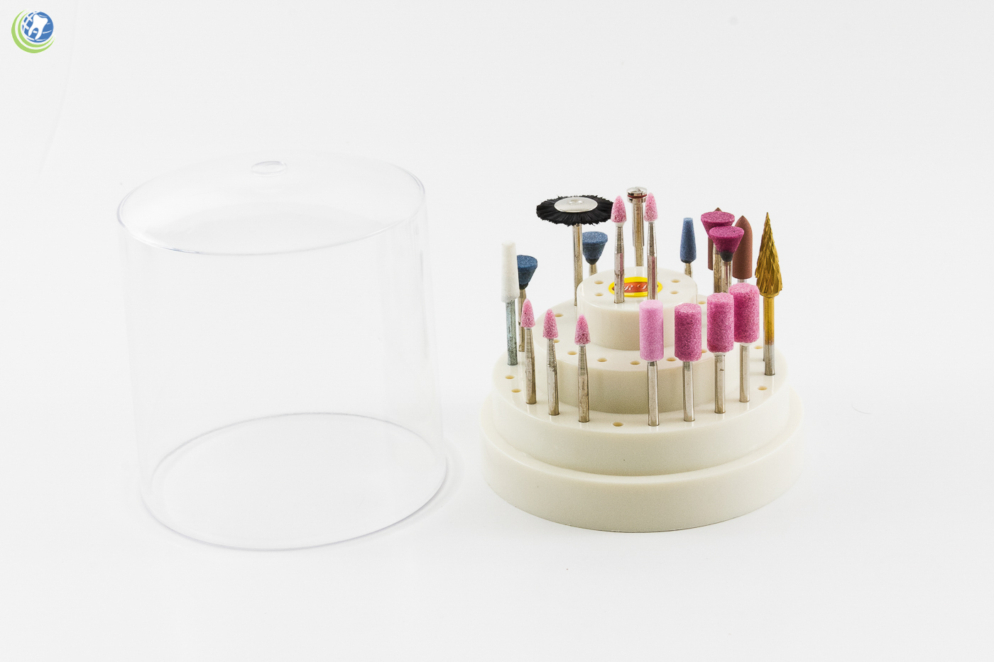 Dental Laboratory Bur Block Holder Station Plastic Lid Holds 48 Burs HP FG 3/32″