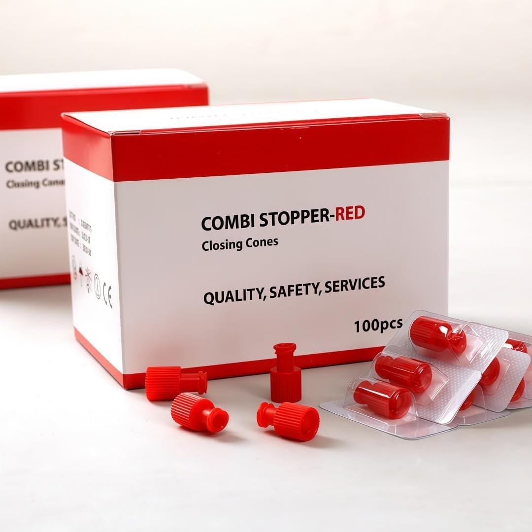 Hynec Luer Stopper Red Closing Cones, 100-Pack, EO-Sterilized Luer Lock Caps –