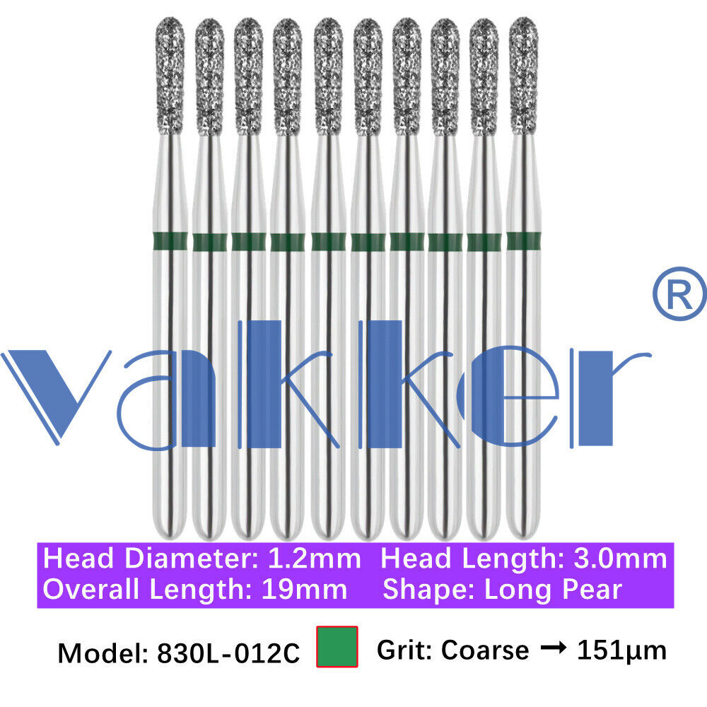 10pc Diamond Burs Shape Barrel Wheel Pear Fine Medium Coarse