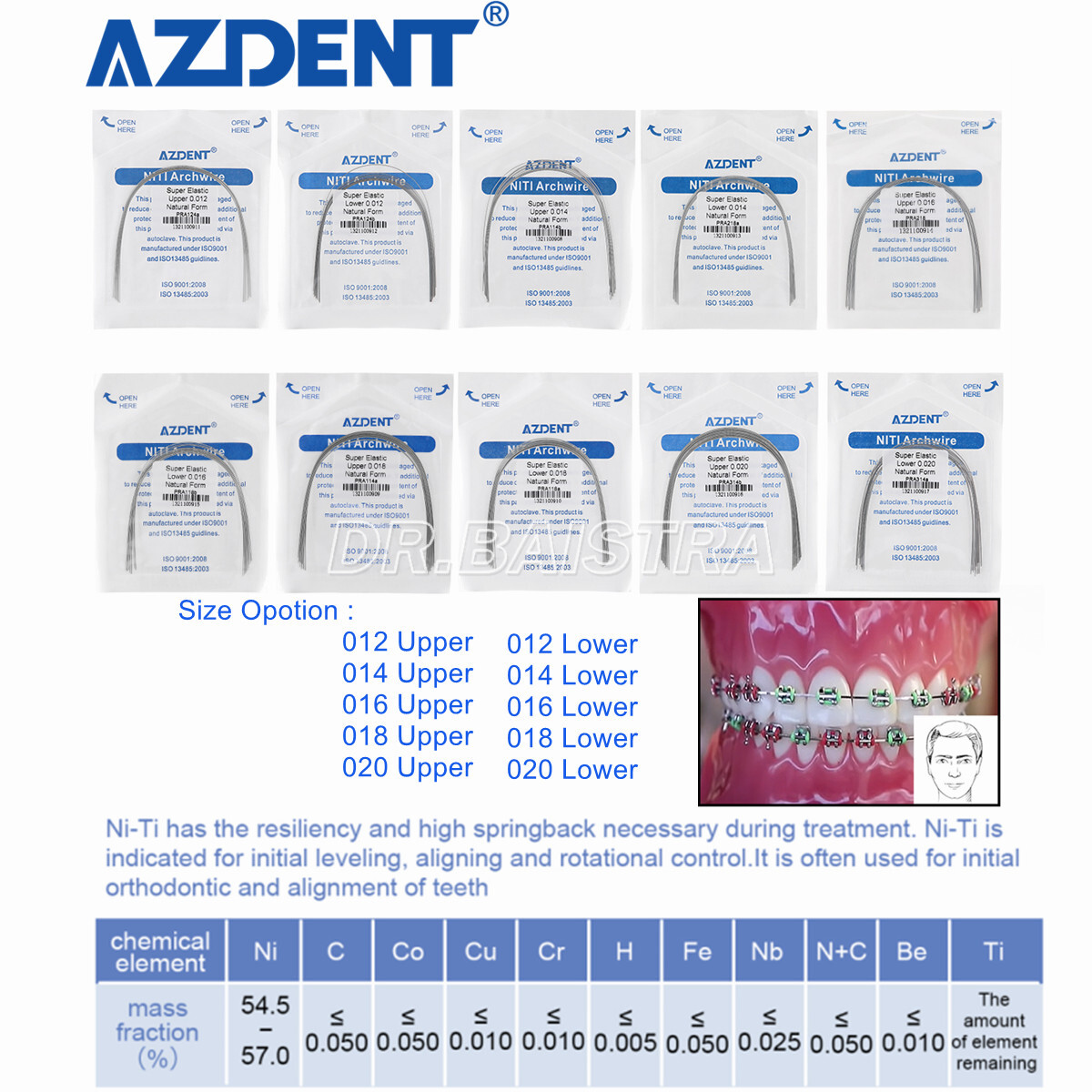 AZDENT Dental Orthodontic Niti Arch Wire Super Elastic Natural Nature Form Round