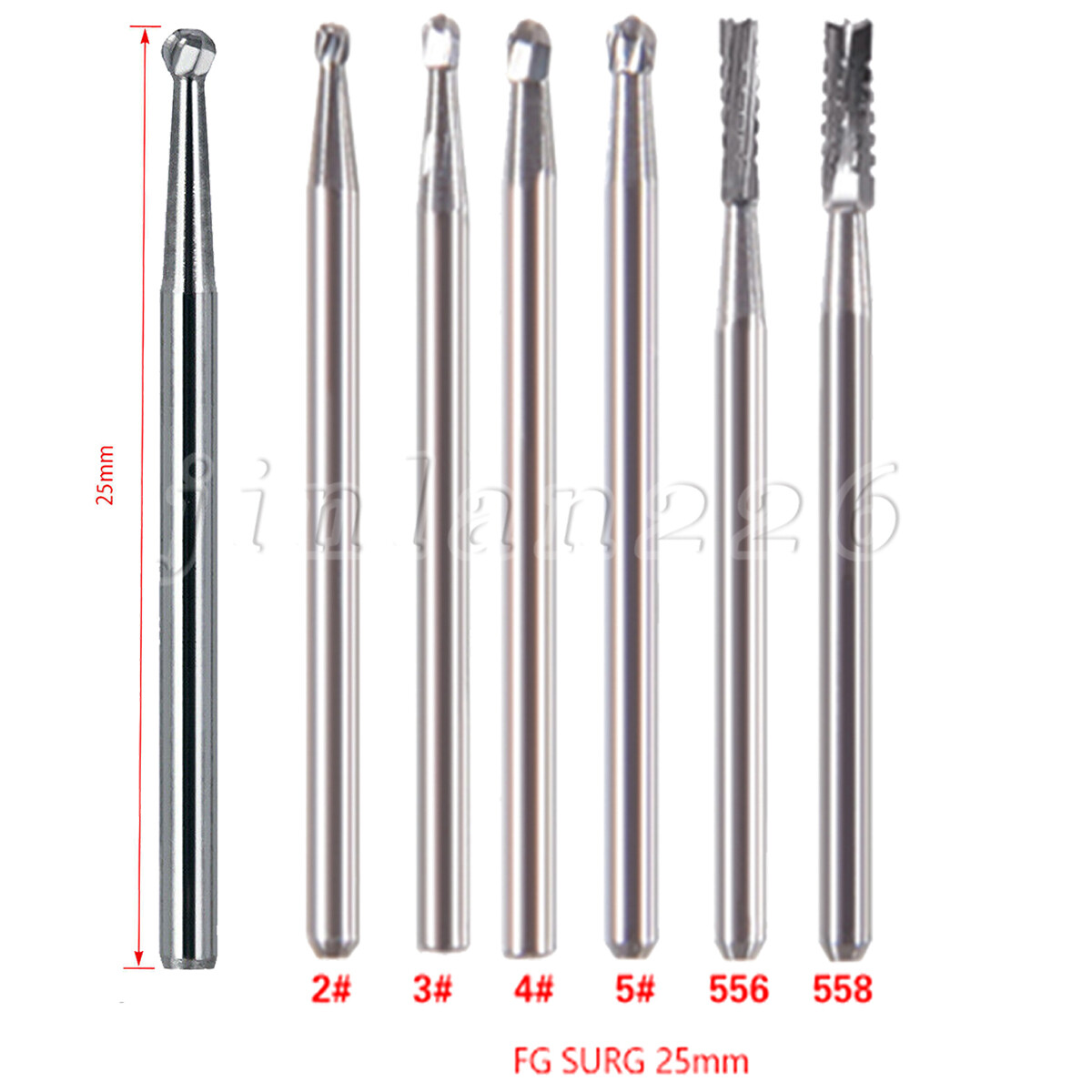 Dental Surgical Length Bur Round Long 4 557 330 25mm Carbide For High Speed