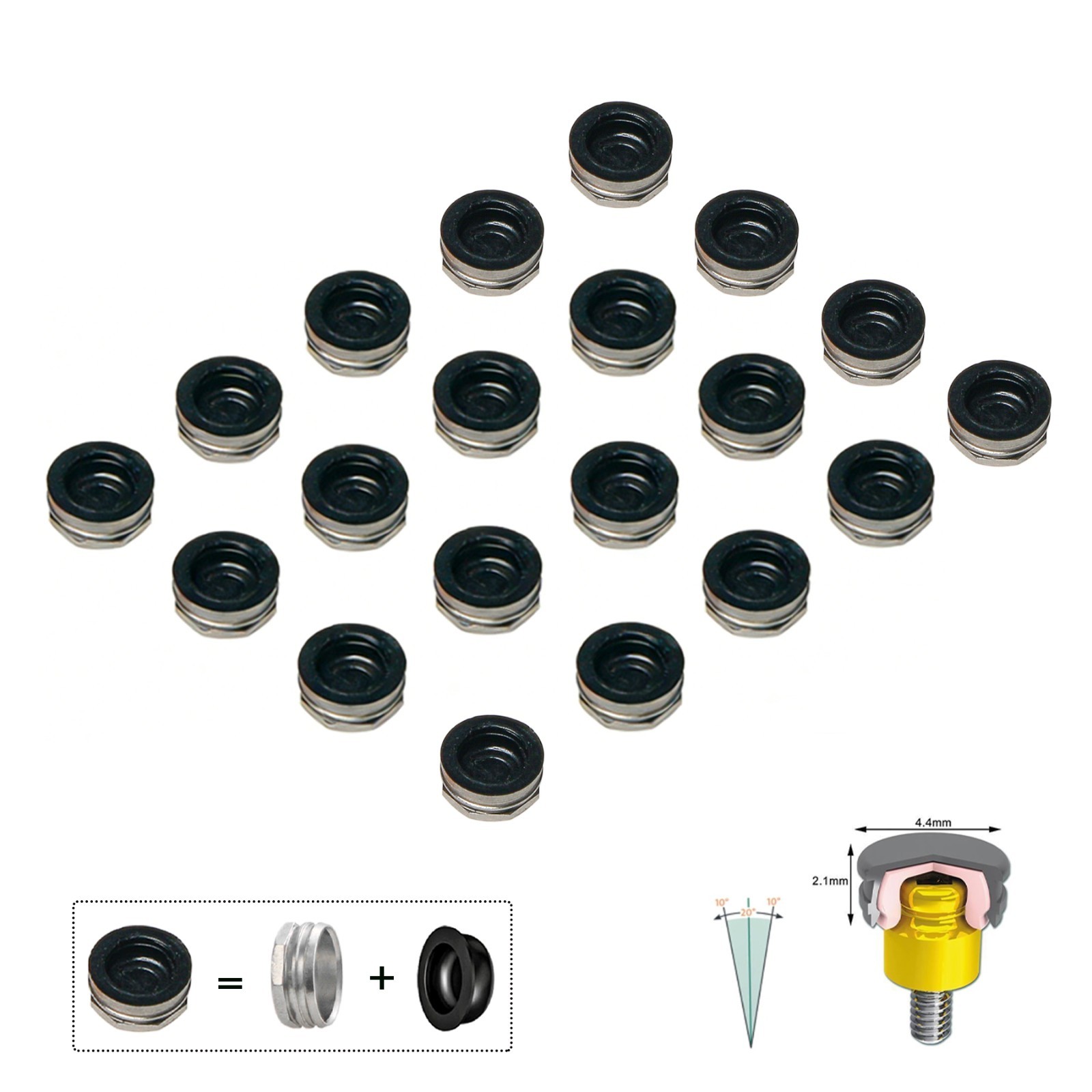 20Pcs Universal Dental Overdenture Replacement Cap for Zest Locator Male Inserts