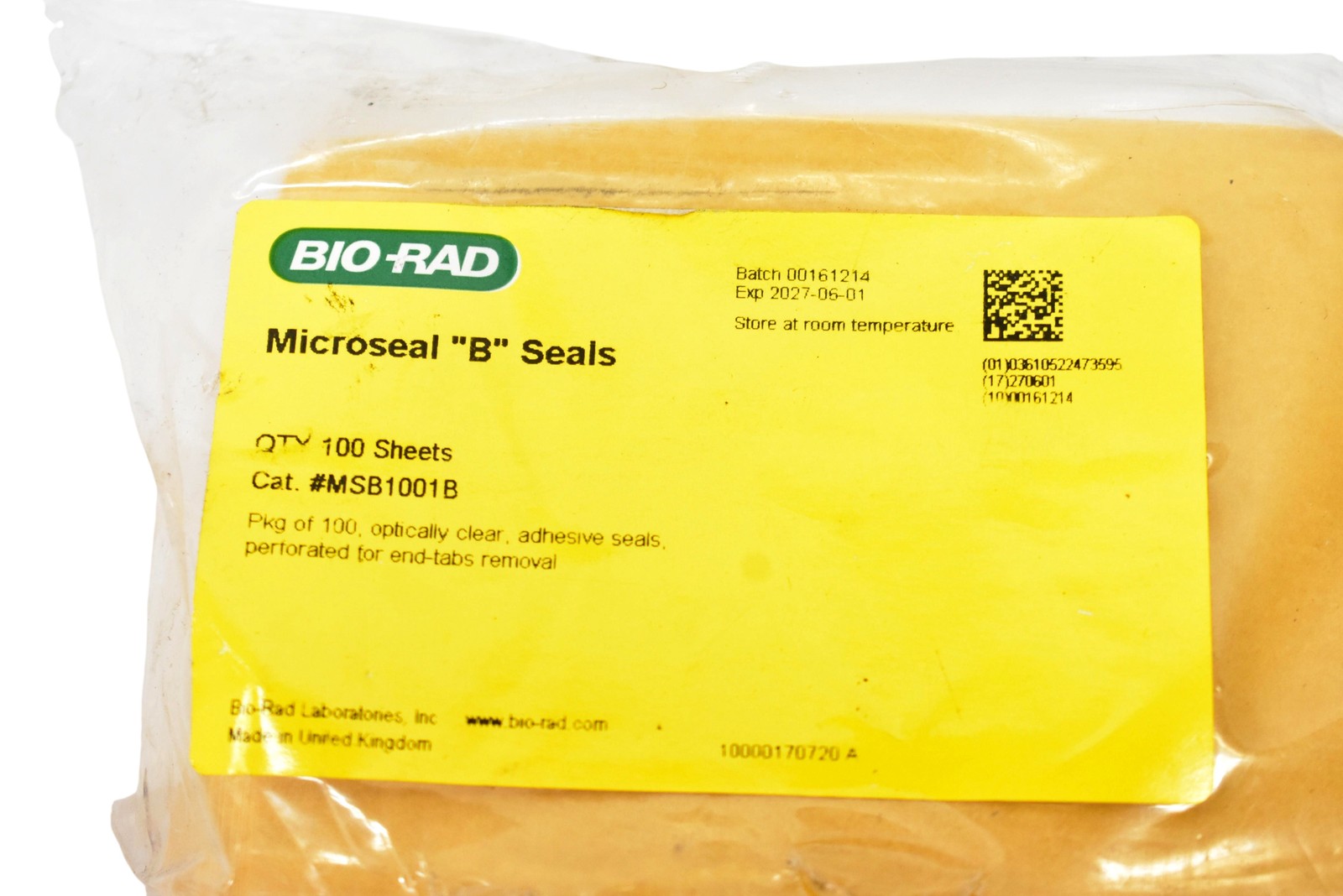 Microseal ‘B’ PCR Plate Sealing Film Adhesive Optical #MSB1001 100/PK New