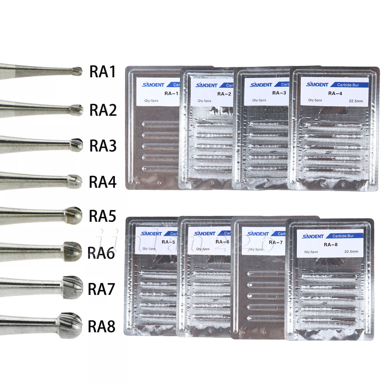 5pcs/pack Dental Round Carbide Bur for Low Speed Latch Type RA 1# -RA 8#