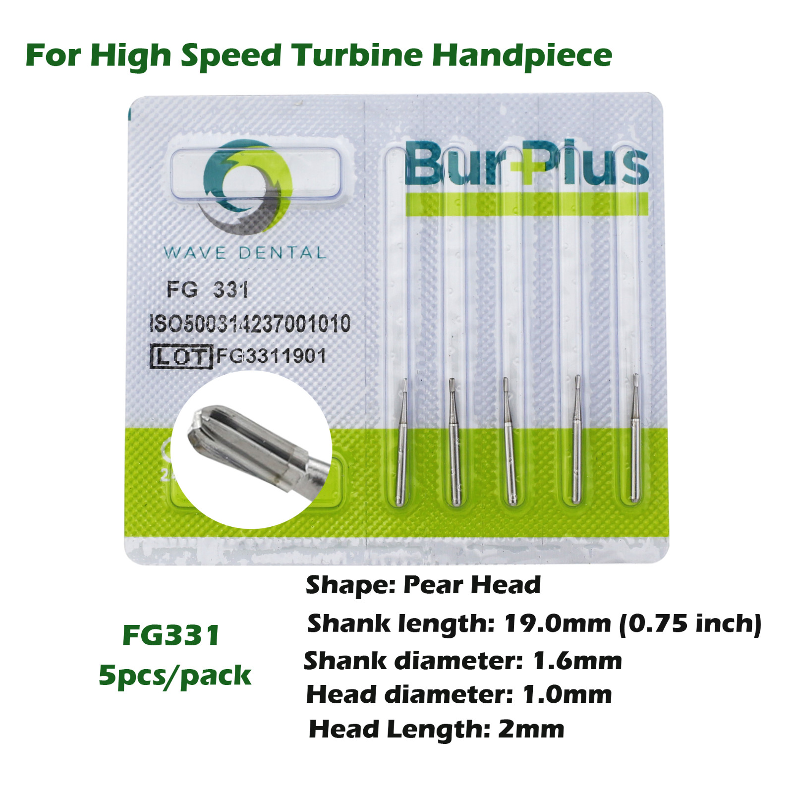 Wave Dental Surgical Burs High Speed FG 25mm Carbide Friction Grip Round 2 4 557