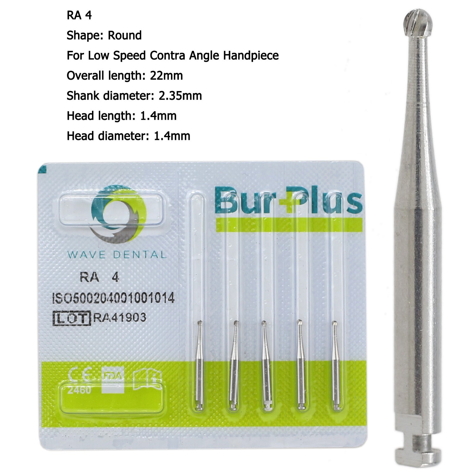 Wave Dental Carbide Round Latch Burs Surgical Burs RA Slow Speed Long 26mm 22mm