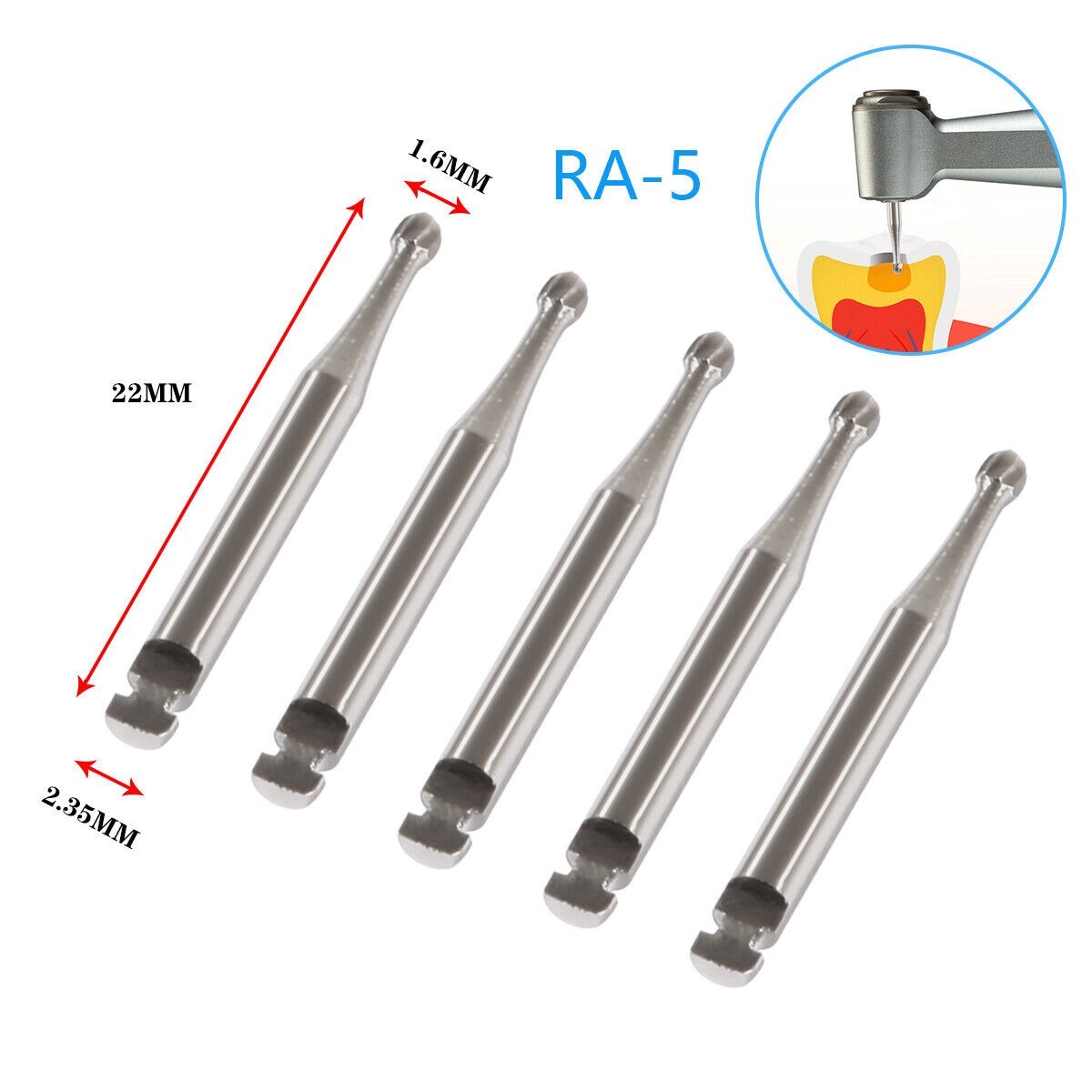 Dental Round Latch Carbide Bur RA 1 2 3 4 5 6 7 8 For Slow Speed 5Pcs/Box
