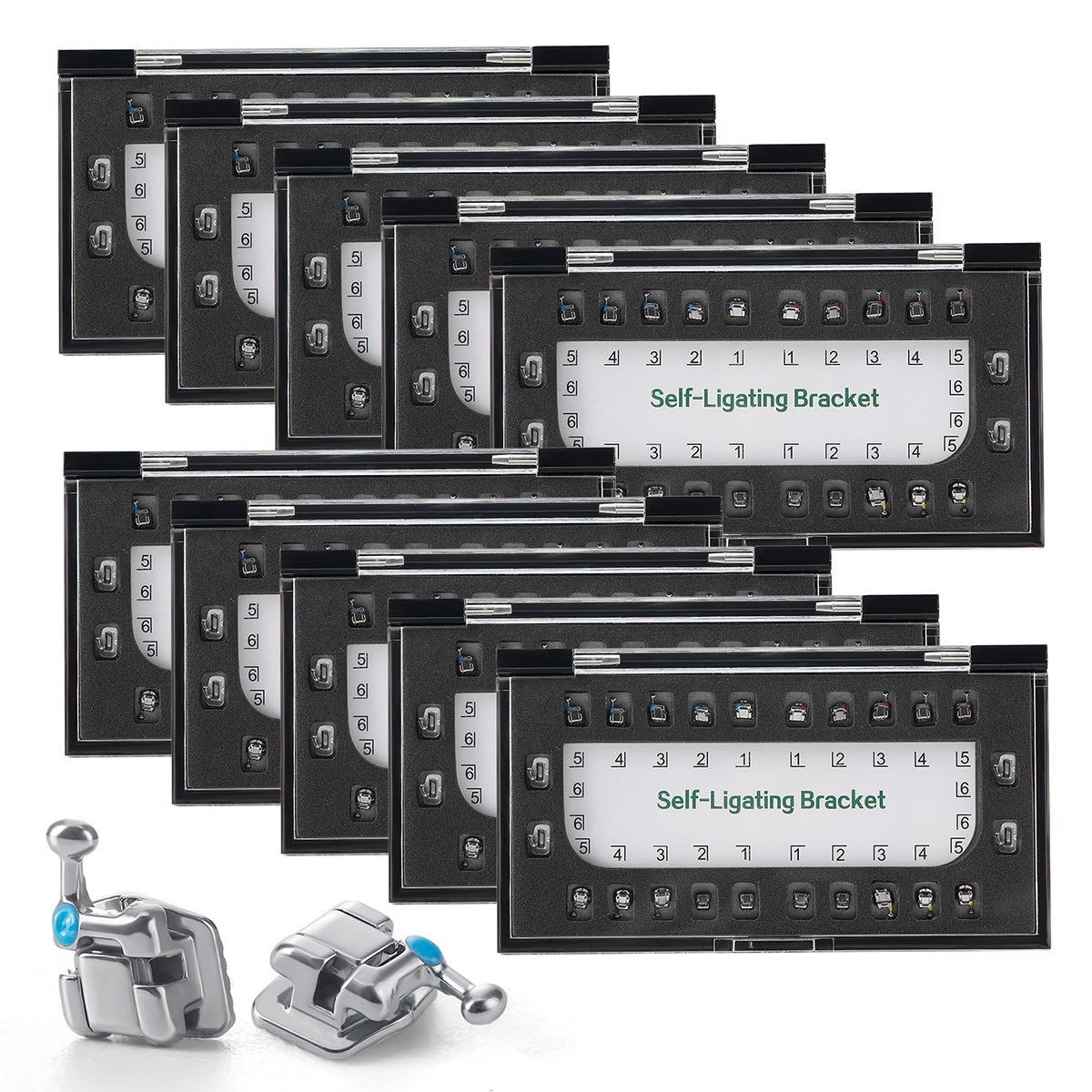AZDENT Dental Orthodontic Braces Self-Ligating Brackets Roth 0.022 Hooks 3-4-5
