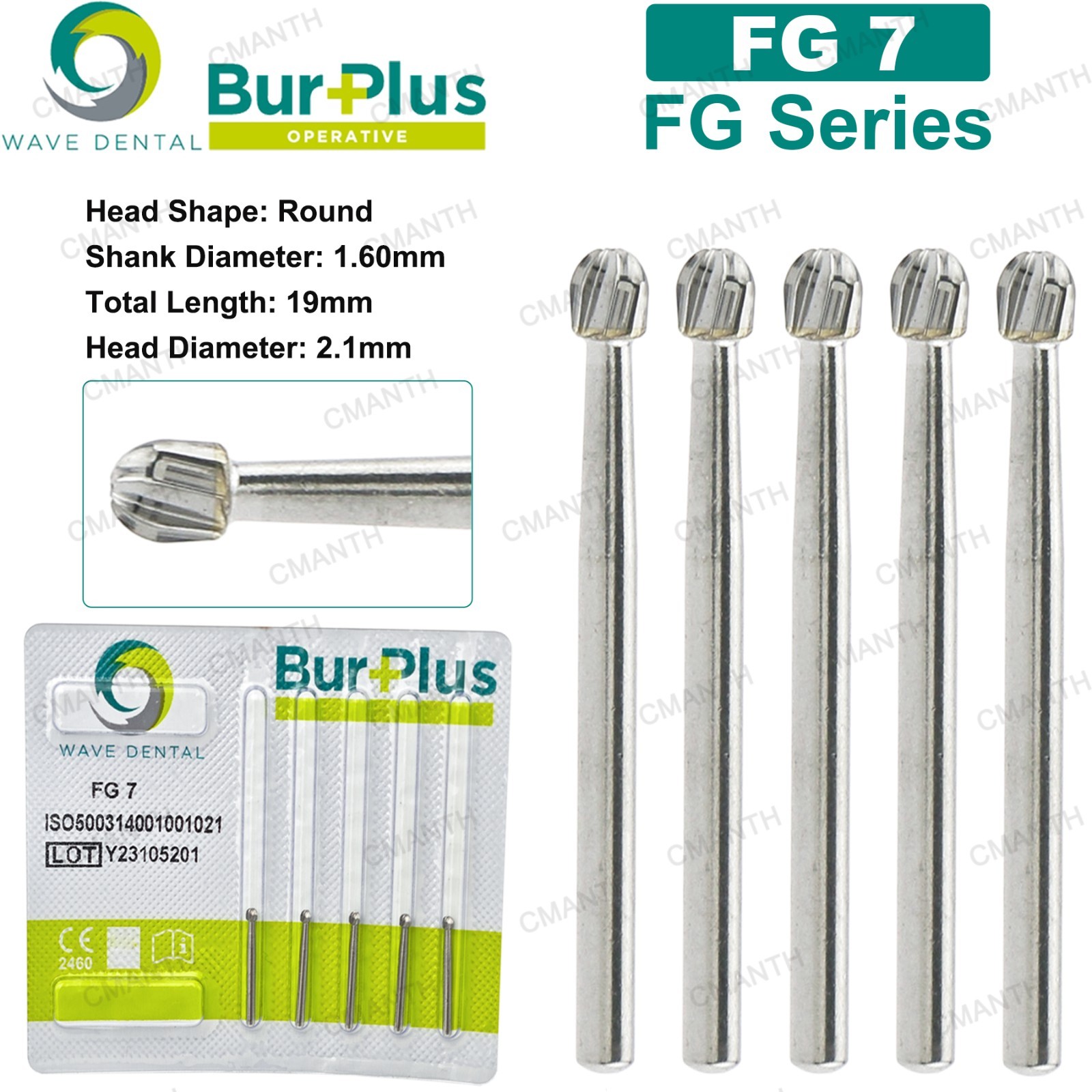 WAVE Dental Burs FG 1-10 Surgical Carbide Bur Friction Grip Round For High Speed