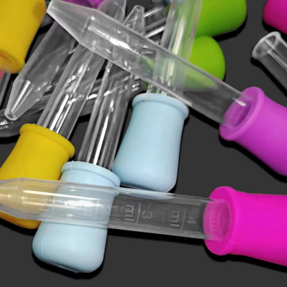 5pc Random Medicine Silicone and Plastic Pipettes Eye Dropper with Bulb Tip 5ml