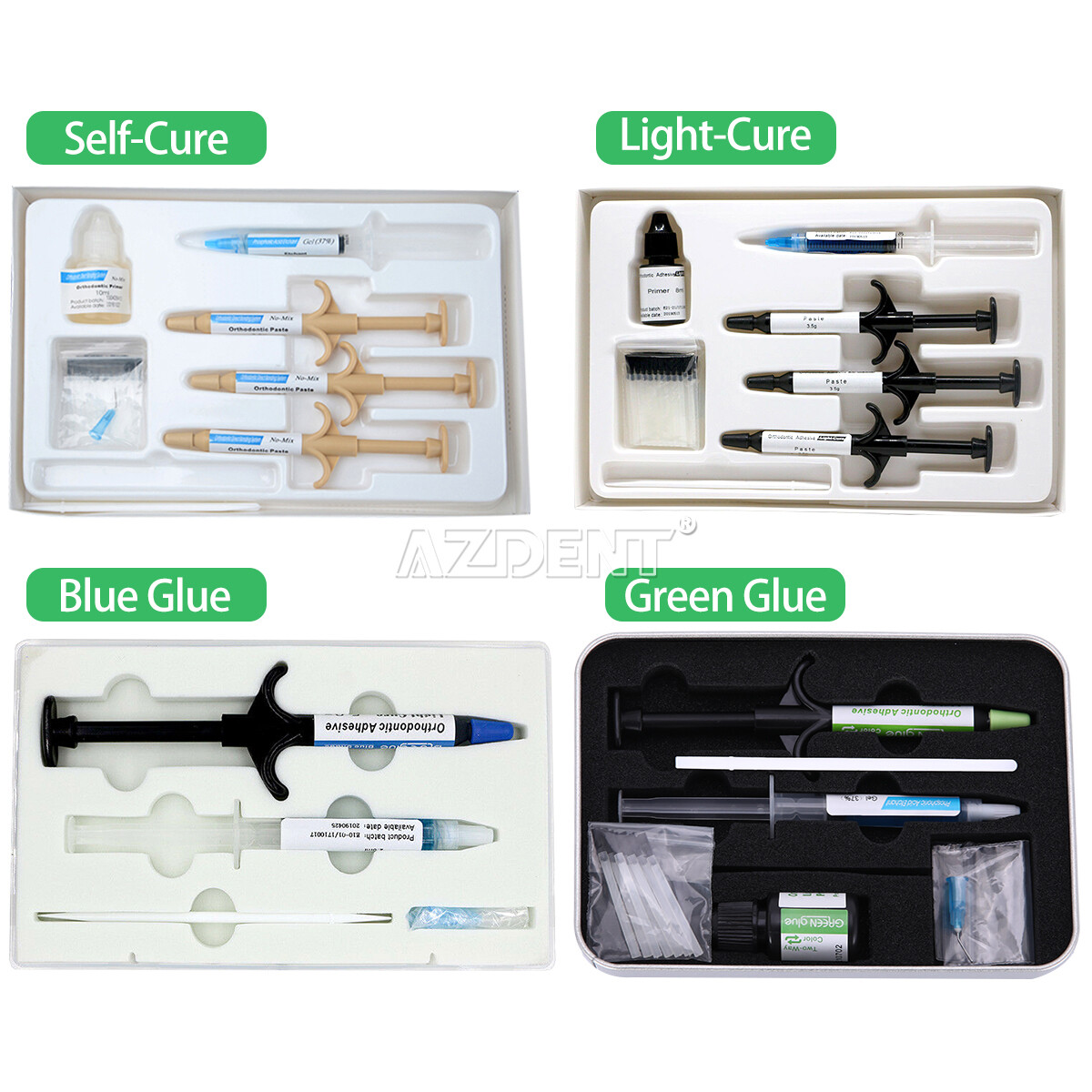 Dental Ortho Adhesive No-Mix Bonding/ Light Cure Resin/ Blue/Green Glue Kit