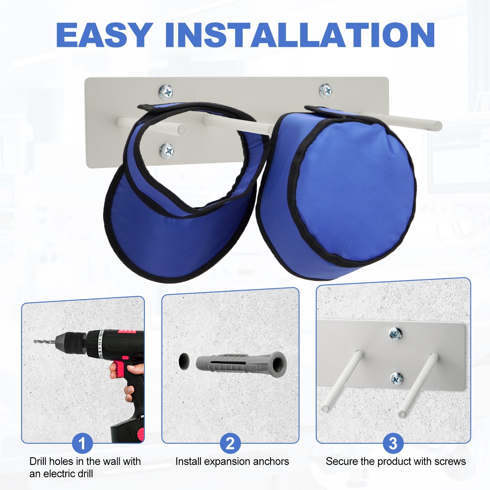 2x Lead Apron Hanger 4-Hook Heavy Duty Wall Mount w/ Extra Long Anti-Slip Hooks