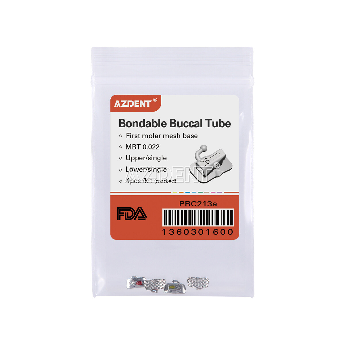 AZDENT Dental Ortho Buccal Tube 1st Molar MBT.022 Marked Bondable Non-Conv USA