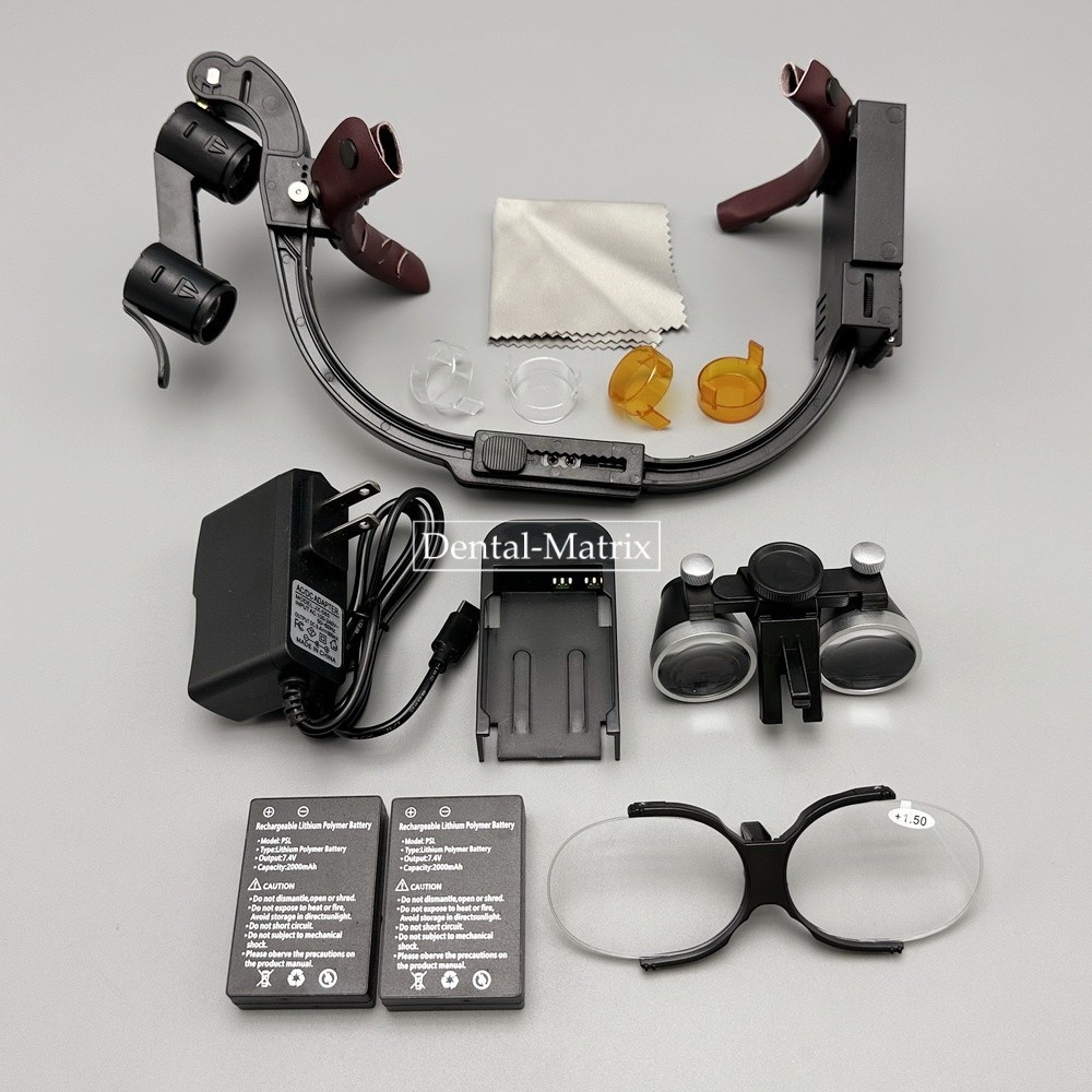 2.5x 3.5x Medical Dental Binocular Loupes Headband Magnifier LED Headlight US/EU