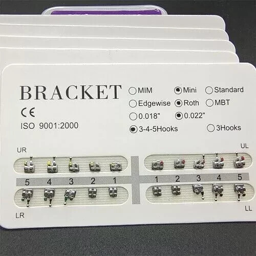1-200 Sets Dental Orthodontic Metal Brackets Mini Roth 022 345 hooks Mesh Base