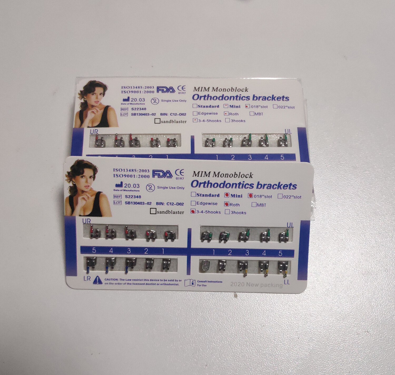 40 Sets Dental Metal Bracket MIM Monoblock Mini Roth 018 345 hooks Mesh Base