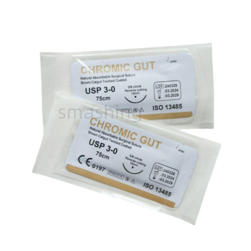CHROMIC GUT 3-0 Absorbable Dental Surgical Suture Natural Needled Reverse Cut