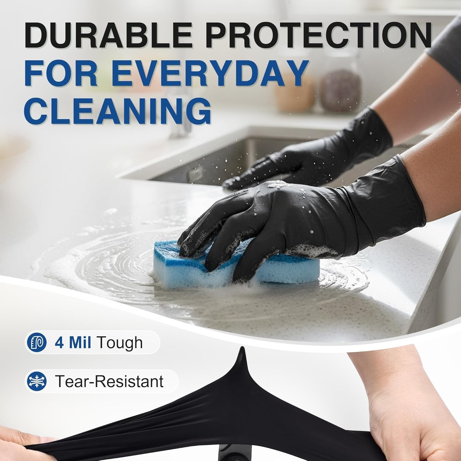Nitrile Exam Gloves, 4 Mil Black Gloves Disposable Latex Free Powder Free, Fo…