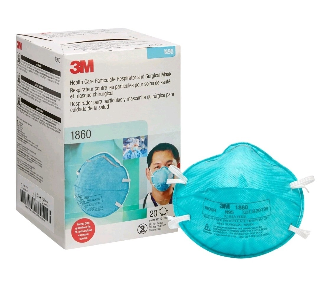 3M 1860 N95 Particulate Respirator Surgical Mask – 20 Masks per Box