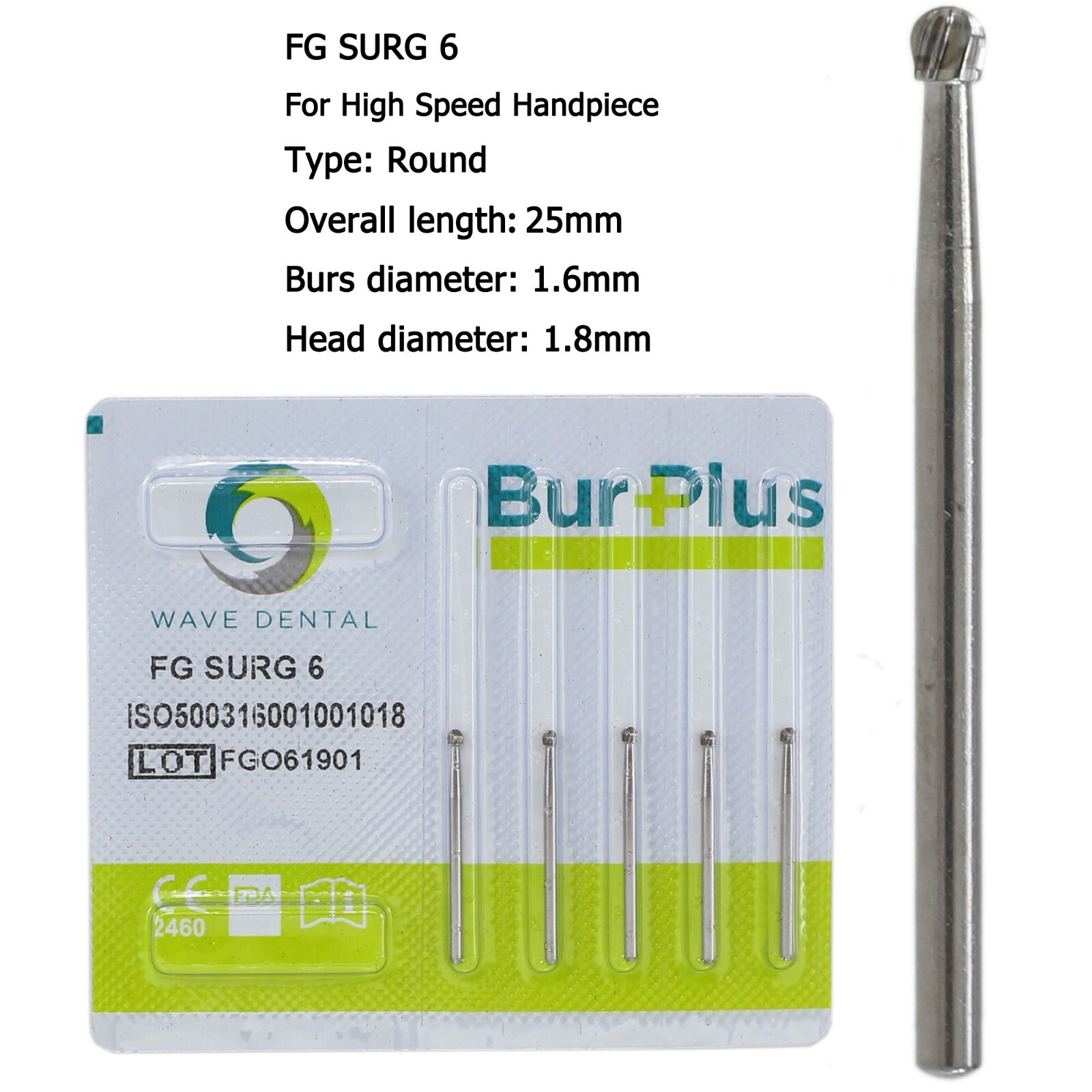 Wave Dental Carbide Surgical Burs FG SURG 2 4 557 557L 702 Long Shank High Speed