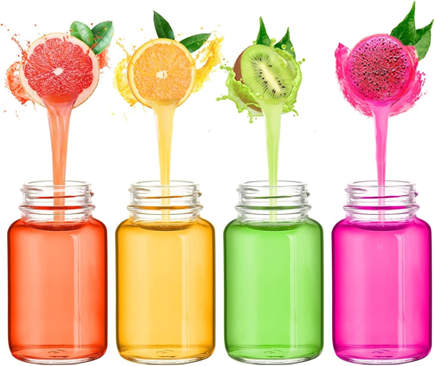Glass Juice Shot Bottles with Caps – 8 Pack 3.5oz Small 3.5 oz glass, clear