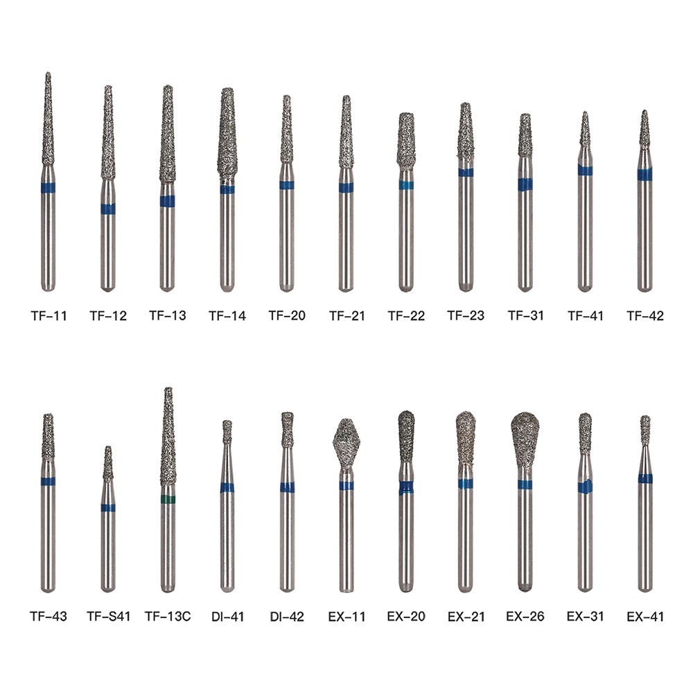 100 Types Dental FG Diamond Burs For High Speed Handpiece Friction Grip 50pcs