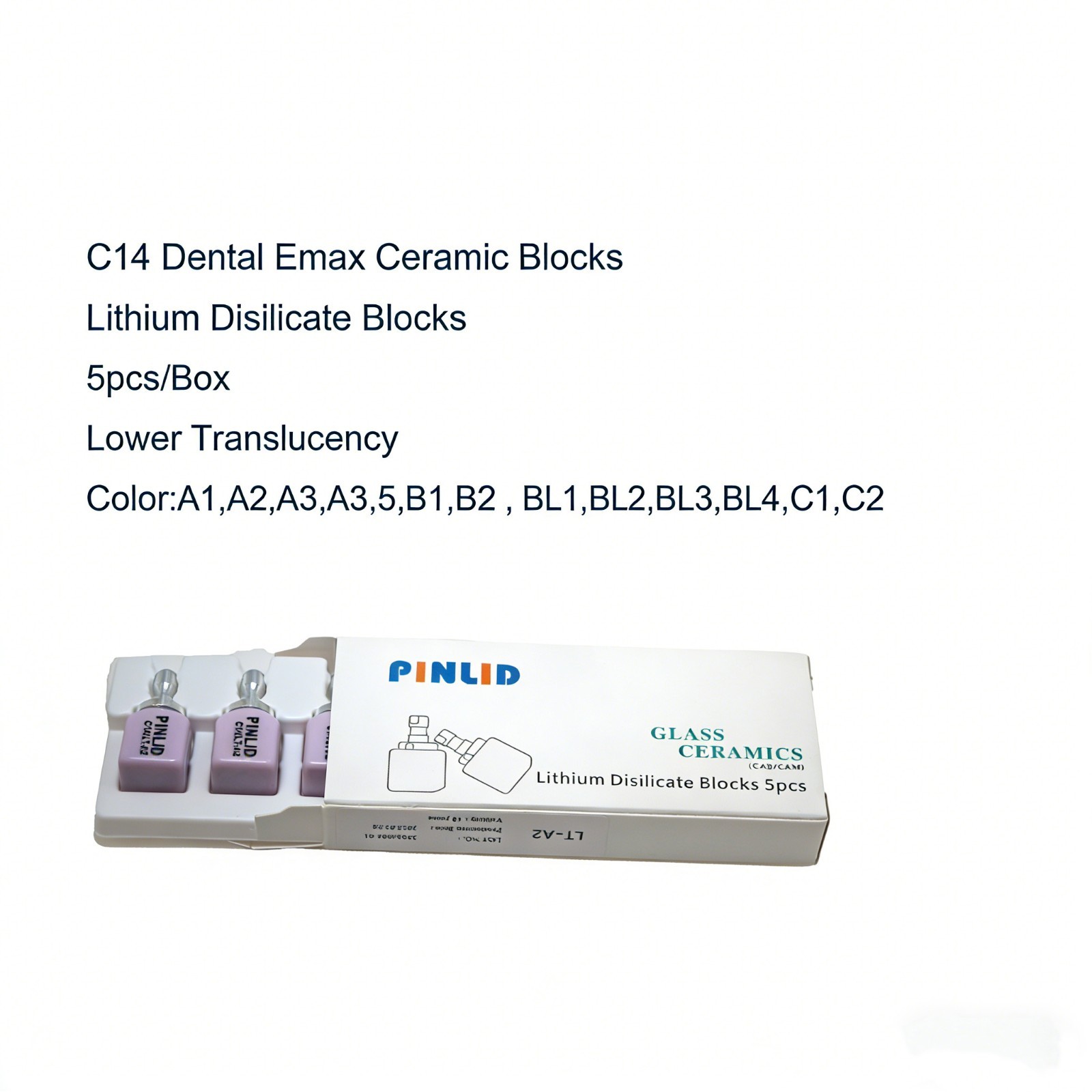 C14 Dental Lithium Disilicate Ceramic Block LT Emax CAD CAM CEREC Inlab-5Pcs/box