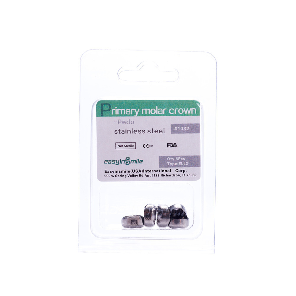 5pcs Dental Kid Crown Stainless Steel Primary Crown D Premolar/E Molar DLR5 DLR4