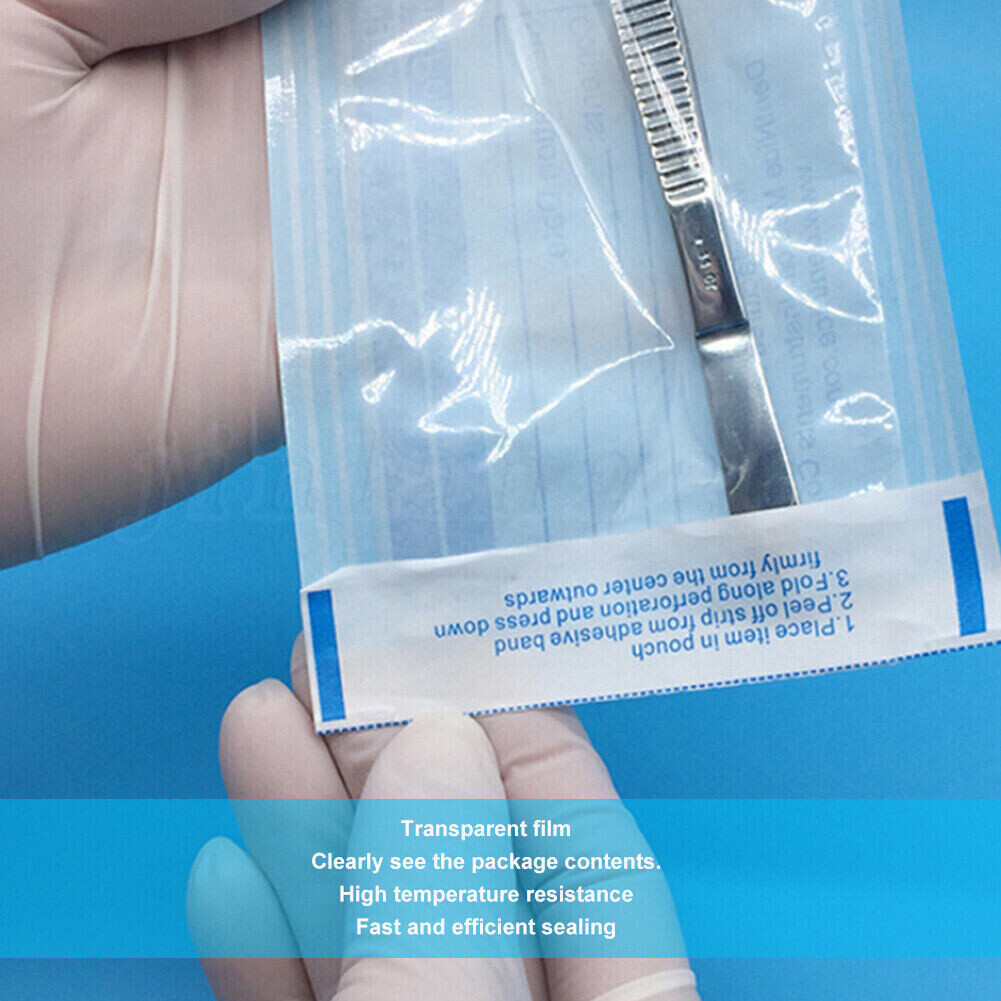 200 Self-Sealing Sterilization Pouch, 3.5″ x 10″ Paper/Blue Film (1 Box)