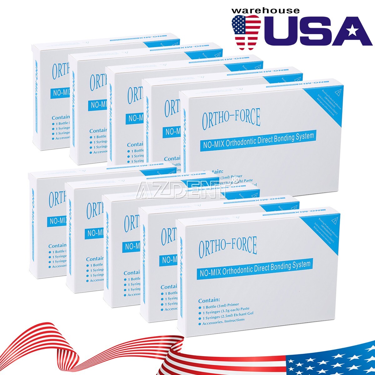 Dental Orthodontic Adhesive Light Cure Band Cement Shade Blue Glue Kit for Brace