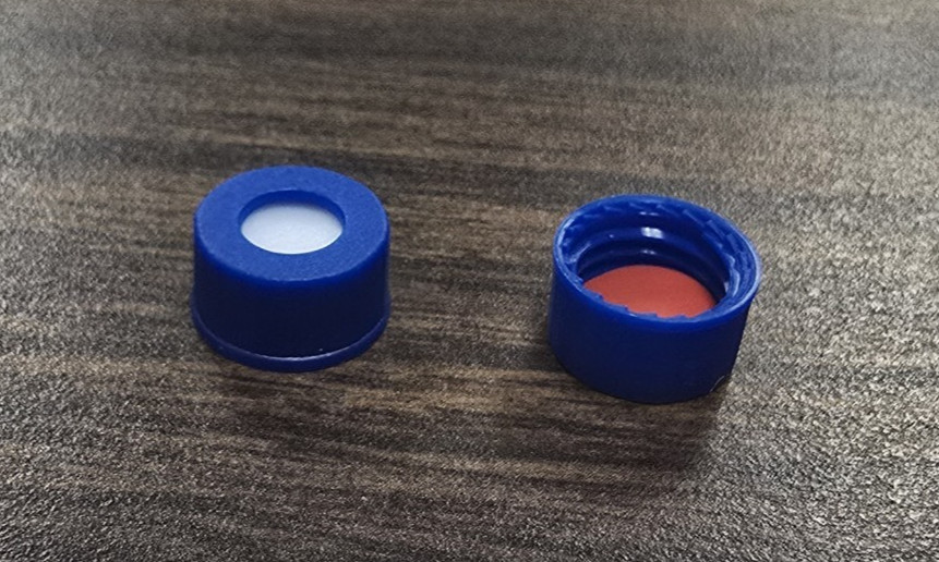 CAP, SCREW, 9MM, NON-BOND, BLU, RED PTFE/WHT SIL PK/100