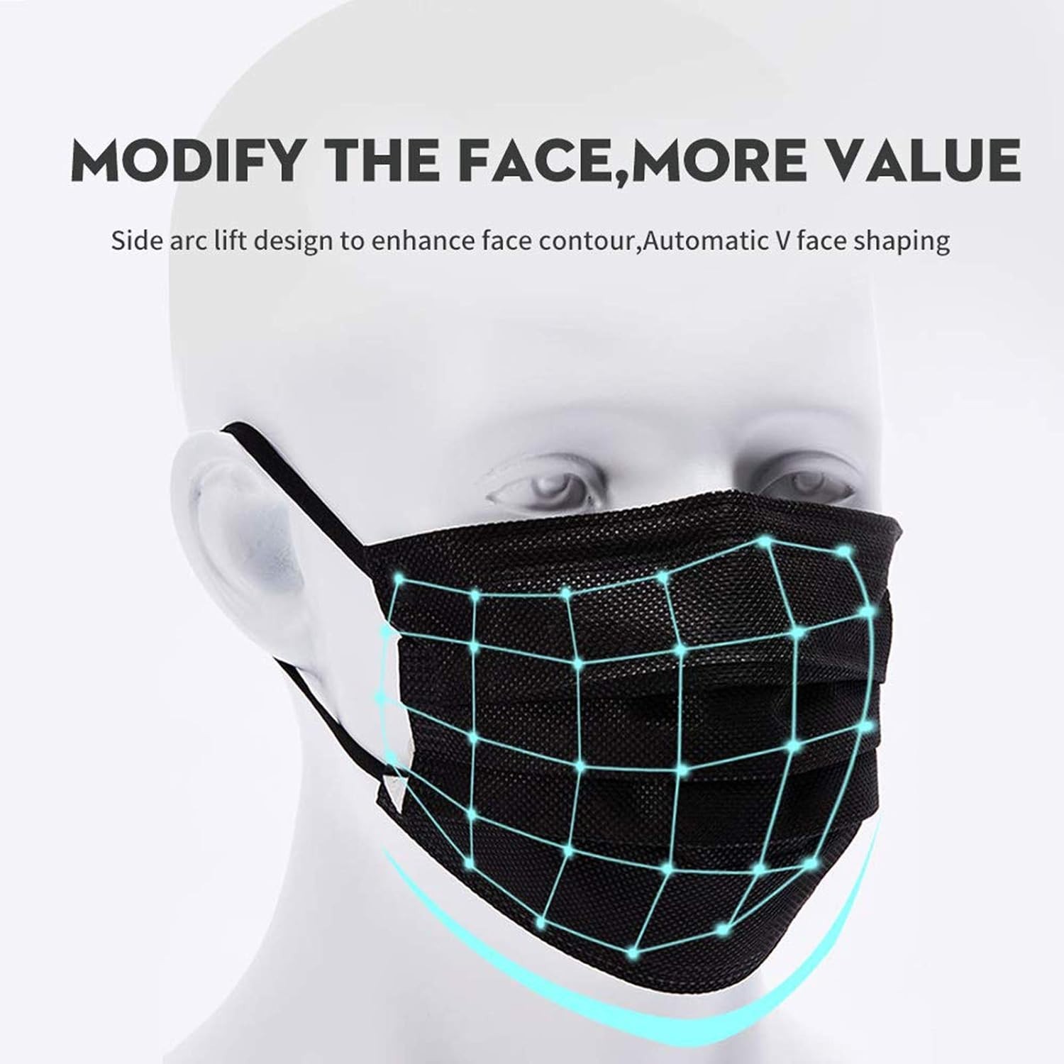 50 Pcs 4-Ply Black Disposable Face Masks – Comfortable & Reliable Protection