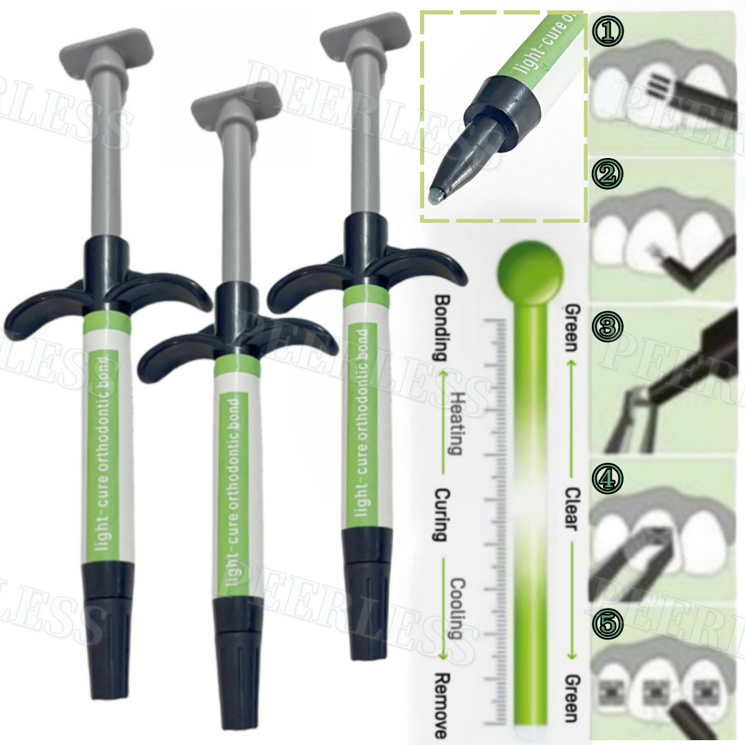 New Dental Light-Cure Adhesive Orthodontic Enamel Bonding Green Brackets Resin