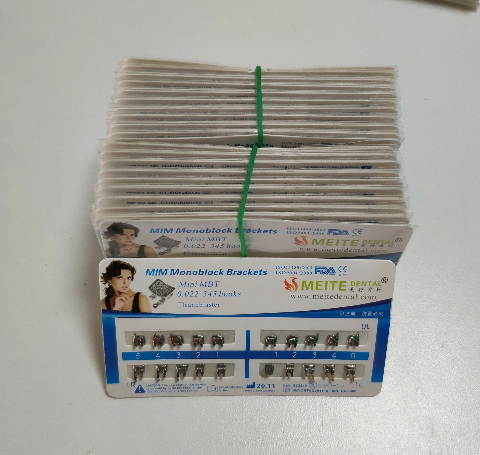 20 Sets Dental Metal Bracket MIM Monoblock Mini MBT 022 345 hooks Mesh Base