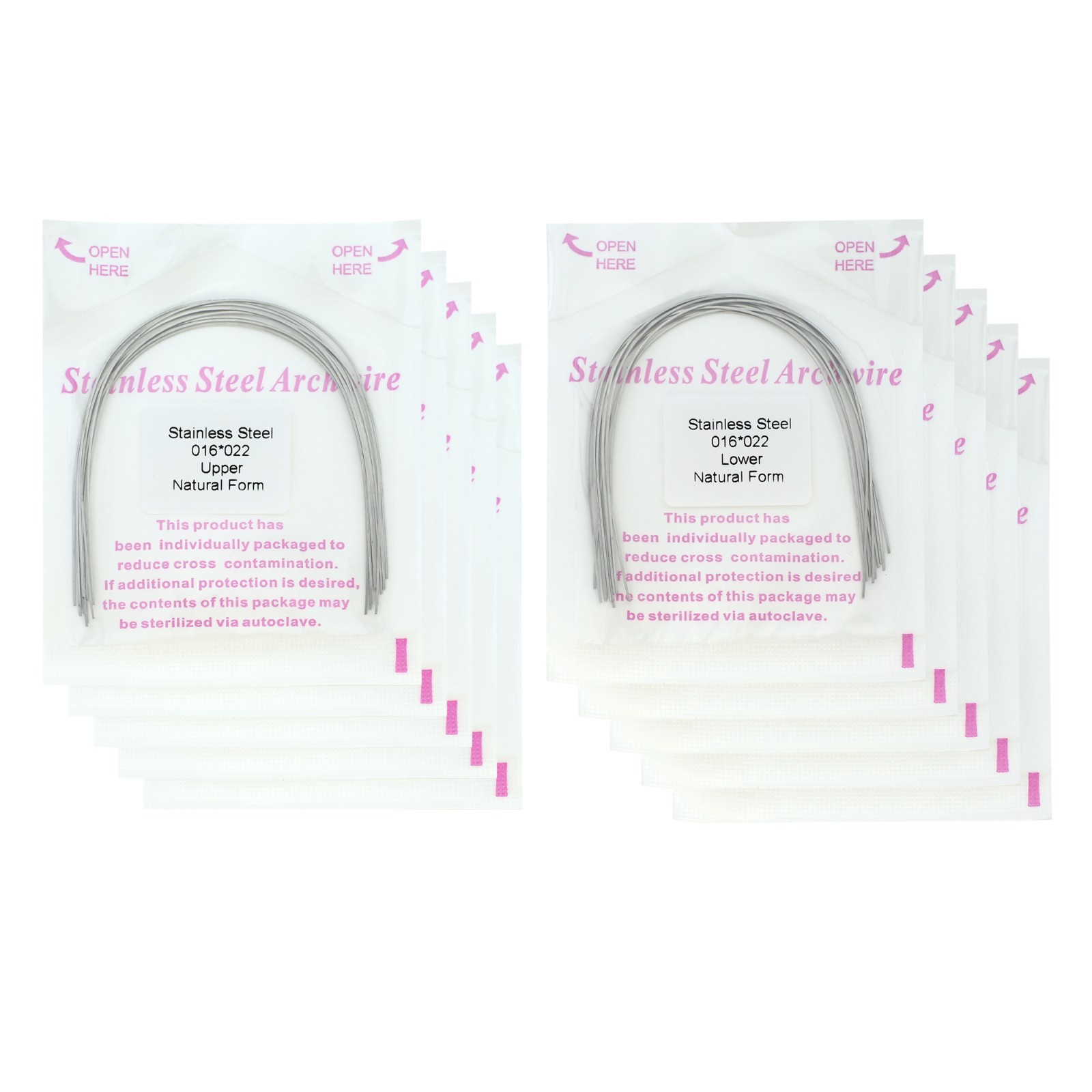 Dental Orthodontic Arch Wires Niti Stainless Steel Ovoid Natural Form 100pcs U/L