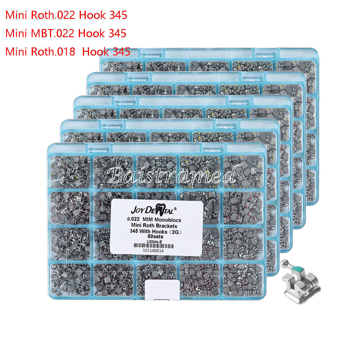 AZDENT Dental Orthodontic MIM Monoblock Brackets Braces Mini Roth/MBT 345 Hooks
