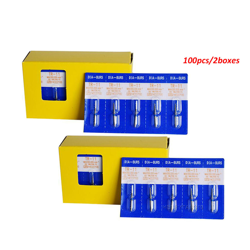 100pcs/20Packs Dental Diamond Burs FG 1.60mm Dental High Speed Handpiece Burs