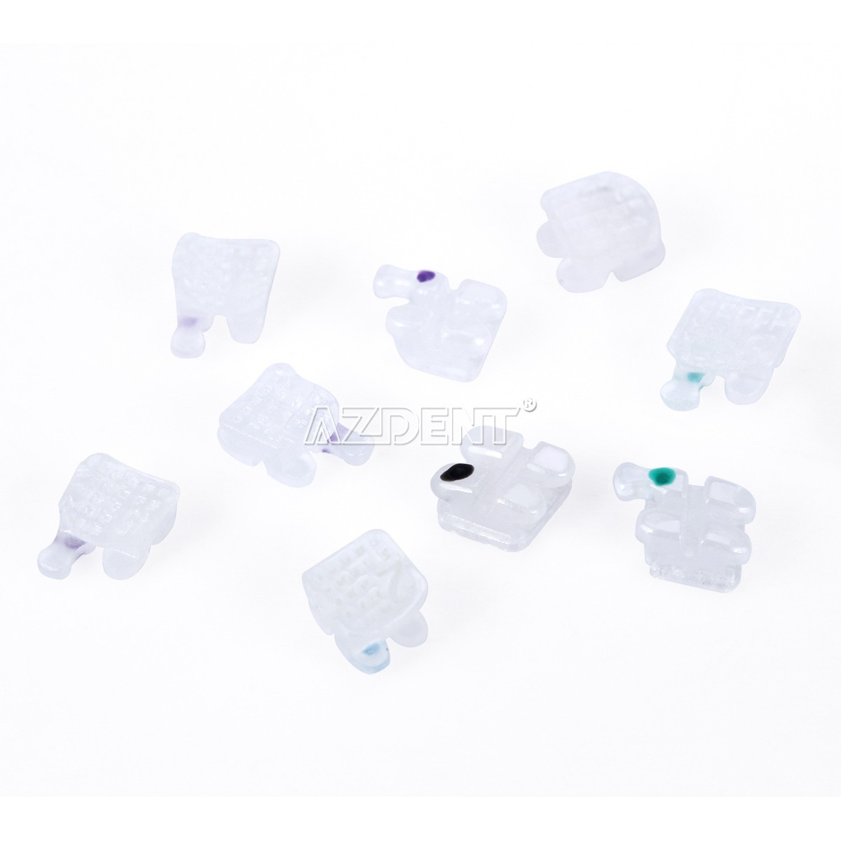 5X Dental Orthodontic Ceramic Brackets Braces Mesh Base 5*5 MBT.022 Hooks 345