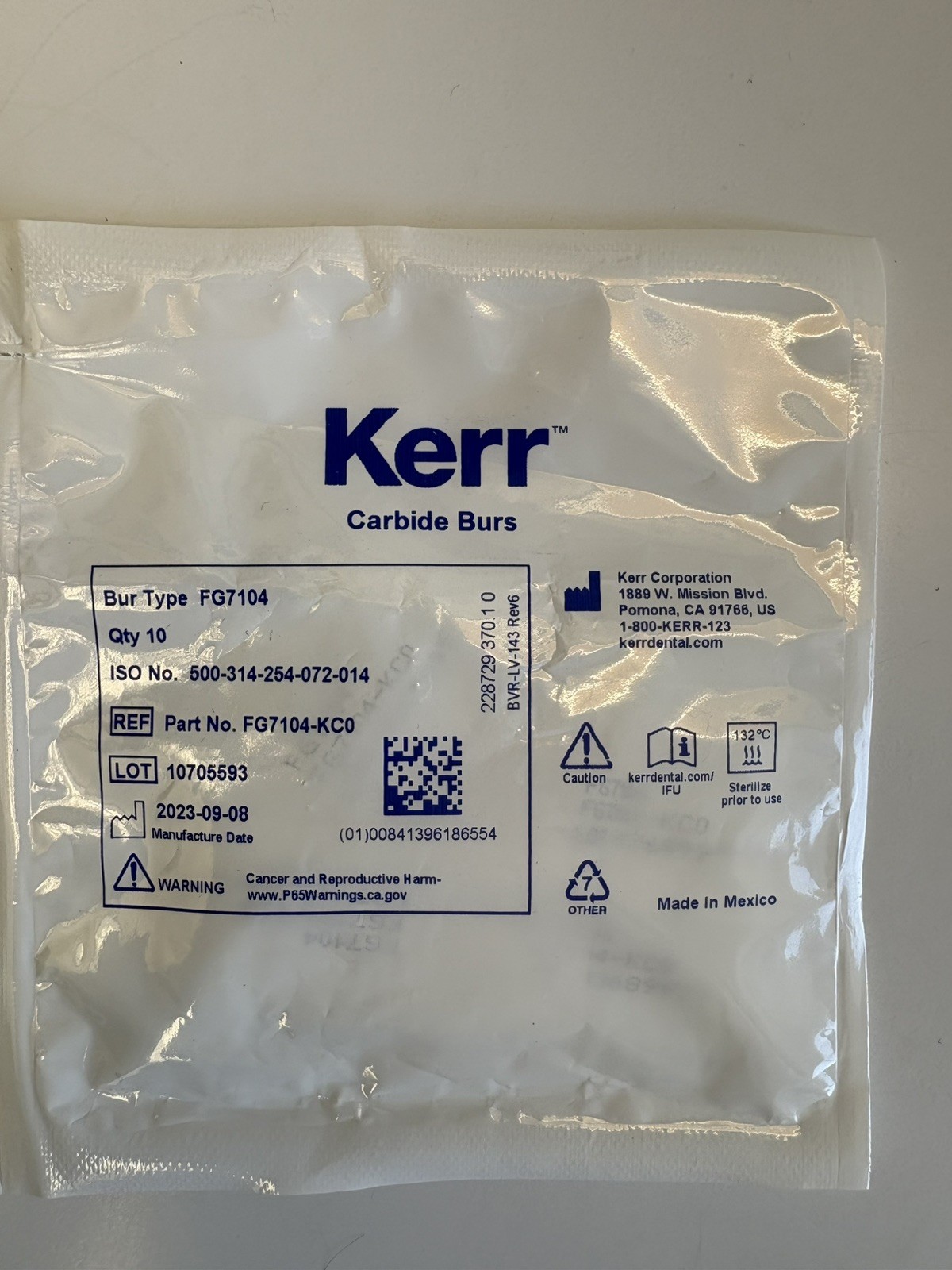 Kerr Carbide Dental Burs Trimming & Finishing 7104 Qty TEN