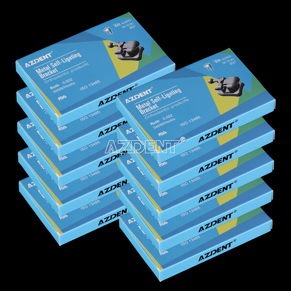 100X Dental Ortho MIM Self Ligating Bracket Brace Mini Roth.022 Hooks 345 AZDENT