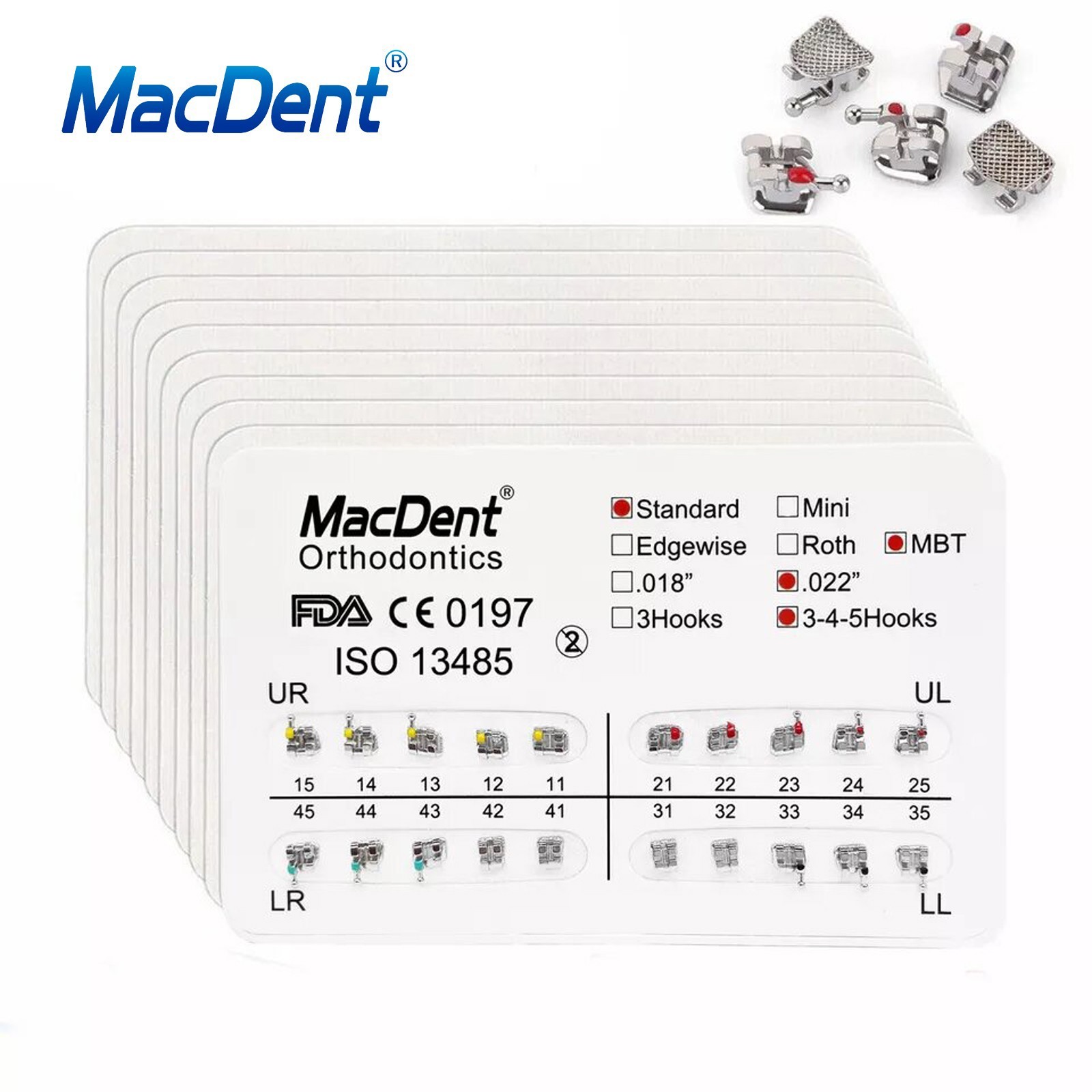 Dental Orthodontic Bracket Braces Roth/MBT 345 Hooks /Round Super Arch Wire Niti